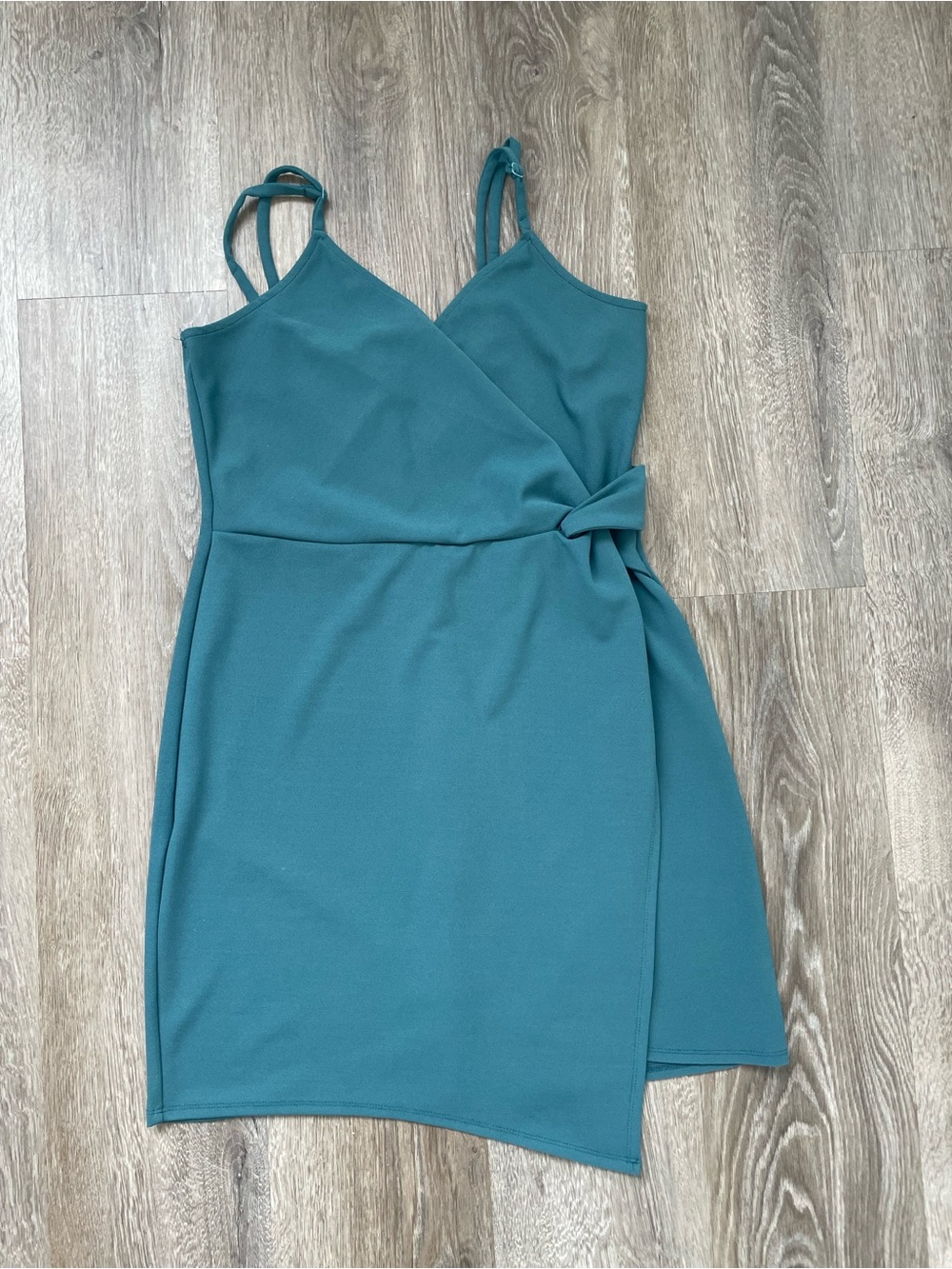 Sleeveless Teal Wrap-Style Dress